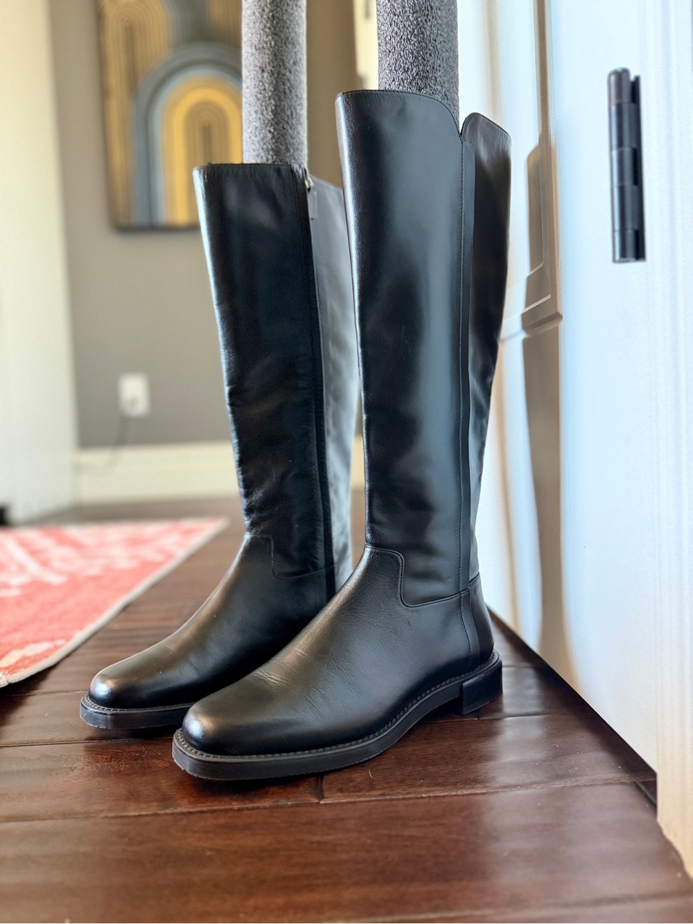 NEW Stuart Weitzman Leather Knee-High Riding Boot, 6, Black Women's
